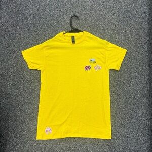 Yellow cotton t-shirt with cute bugs